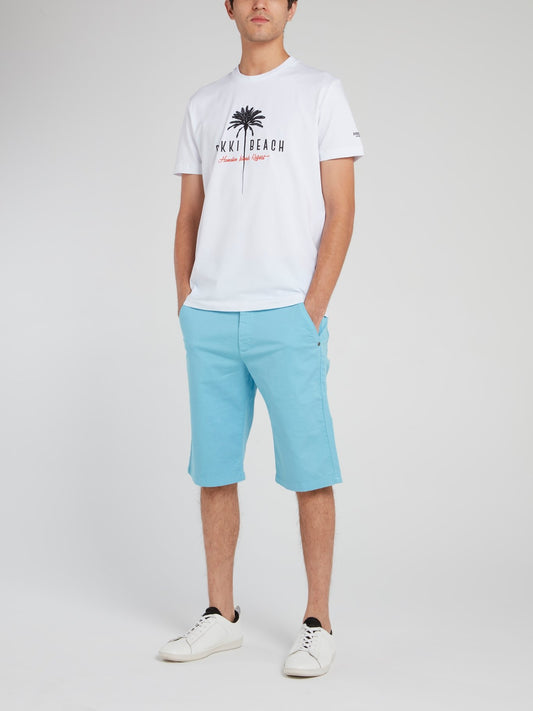 Голубые прямые шорты