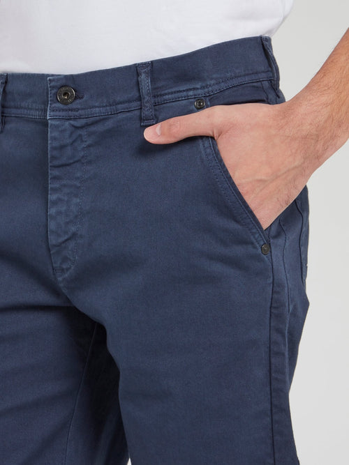 Темно-синие прямые шорты