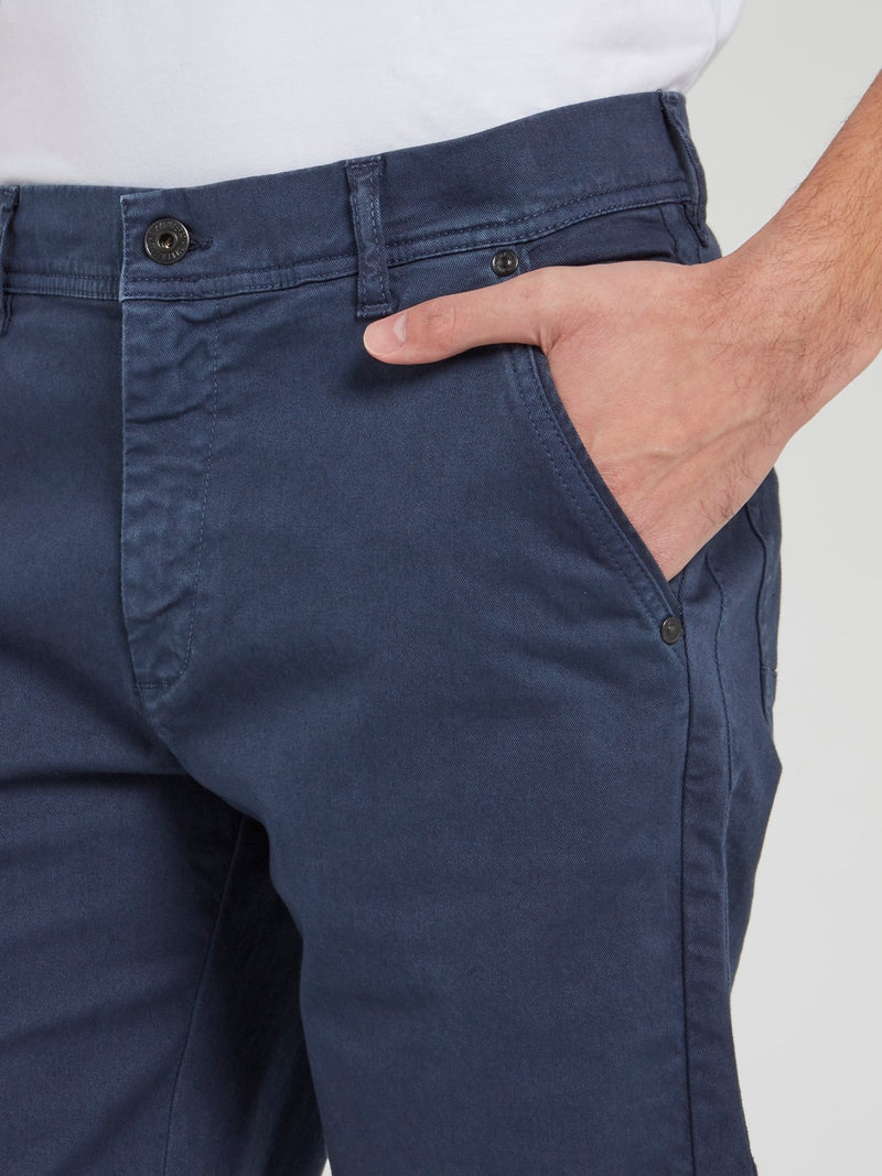 Темно-синие прямые шорты