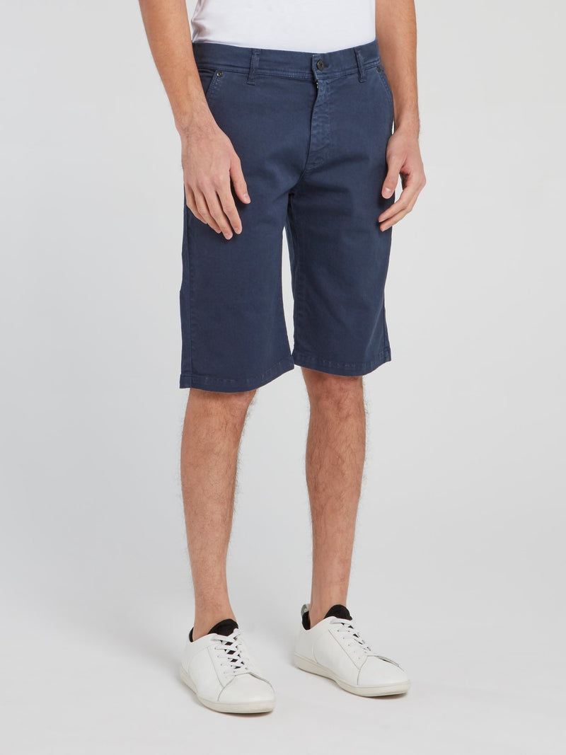 Темно-синие прямые шорты