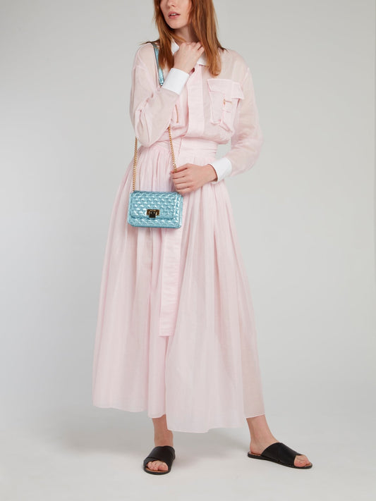 Lizzy Glitter Blue Quilted Leather Shoulder Bag