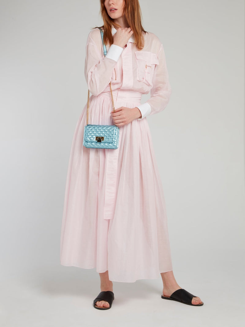 Lizzy Glitter Blue Quilted Leather Shoulder Bag