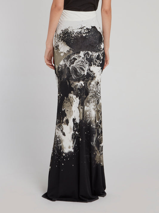 Юбка-макси со сборками и цветочным принтом