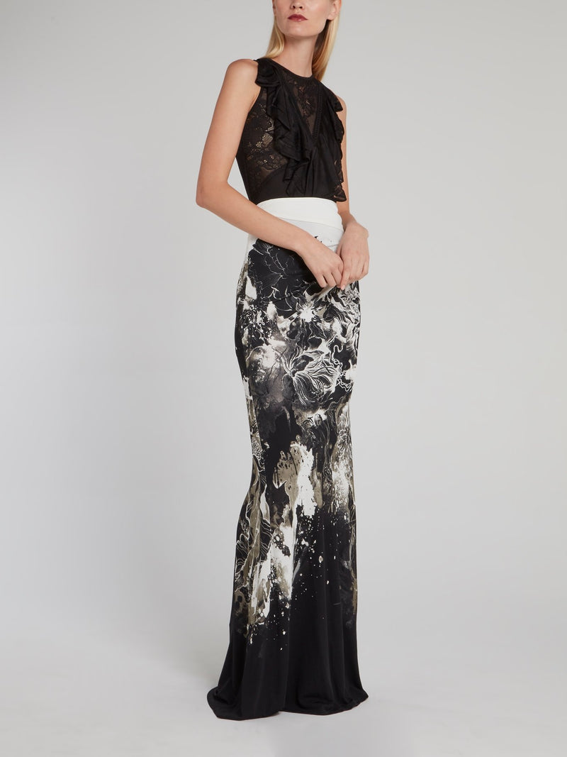 Юбка-макси со сборками и цветочным принтом