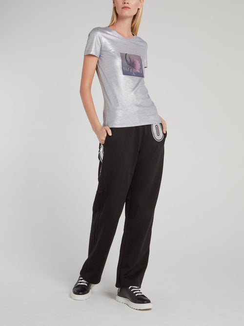 Черные брюки из флиса на шнуровке