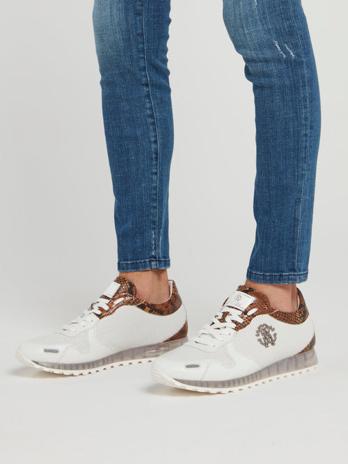 Дышащие кроссовки со вставками с эффектом змеиной кожи и логотипом