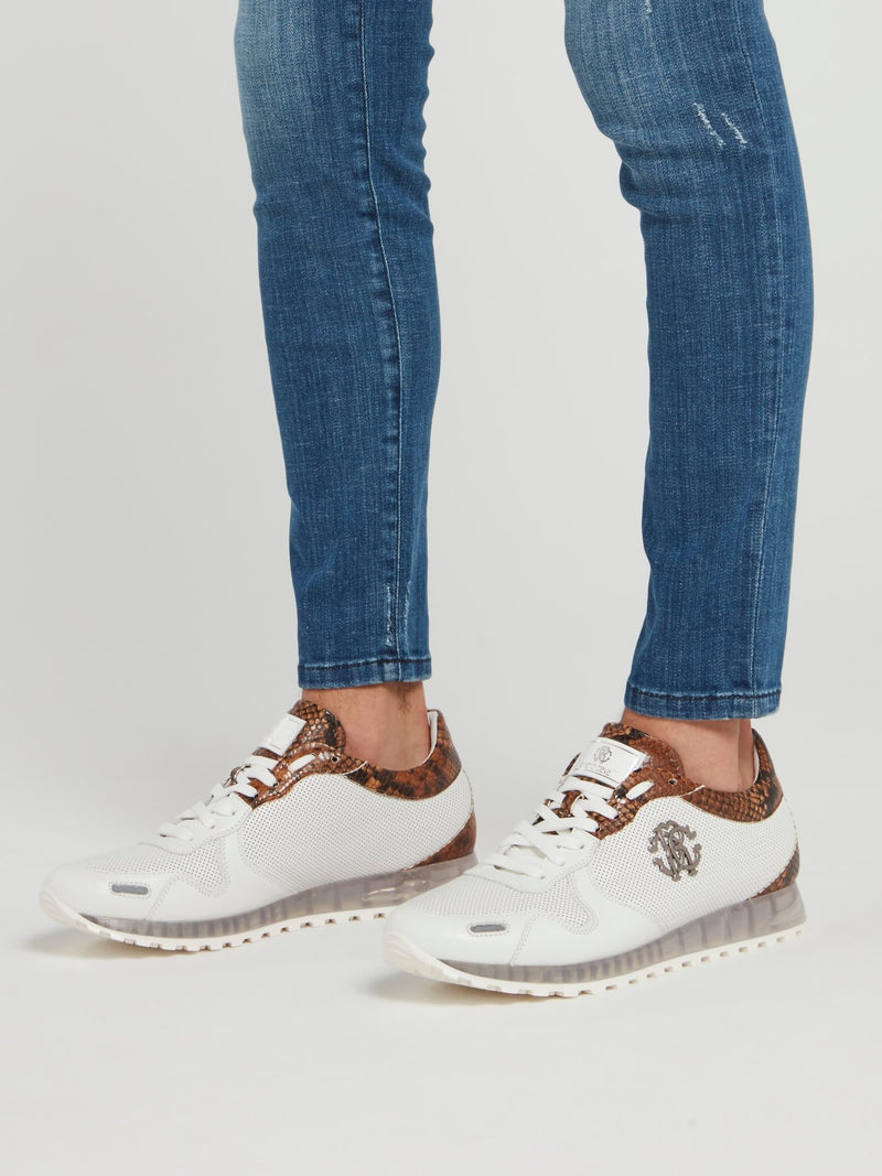 Дышащие кроссовки со вставками с эффектом змеиной кожи и логотипом