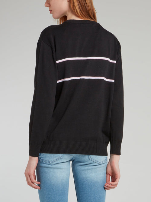 Черный вязаный свитшот с круглым вырезом