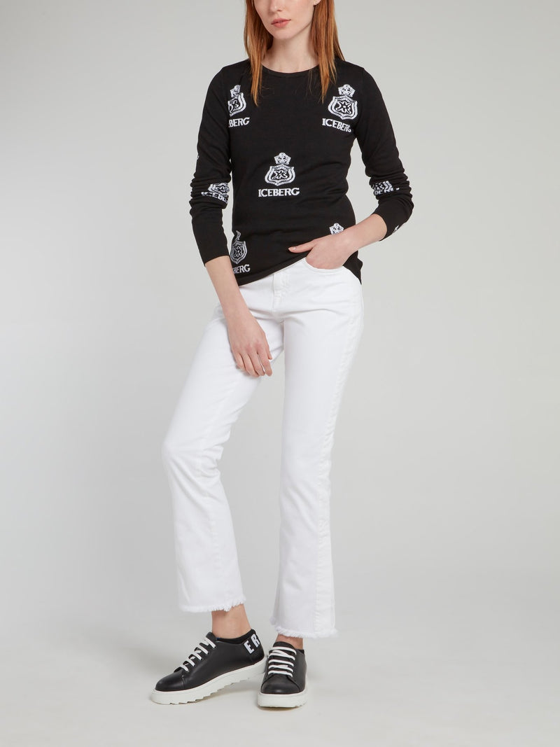 Черный  трикотажный свитшот с монограммами