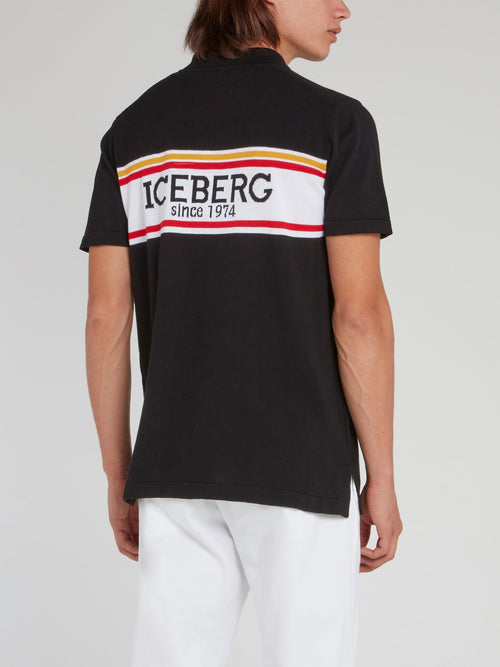 Черная рубашка поло с логотипом на спине