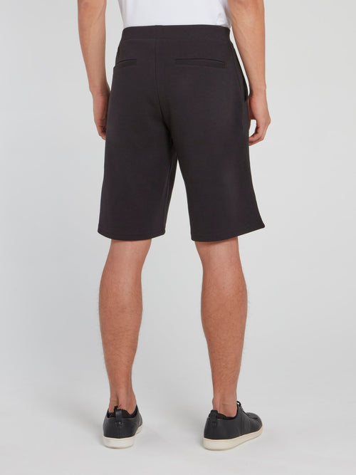 Black Logo Drawstring Knitted Shorts