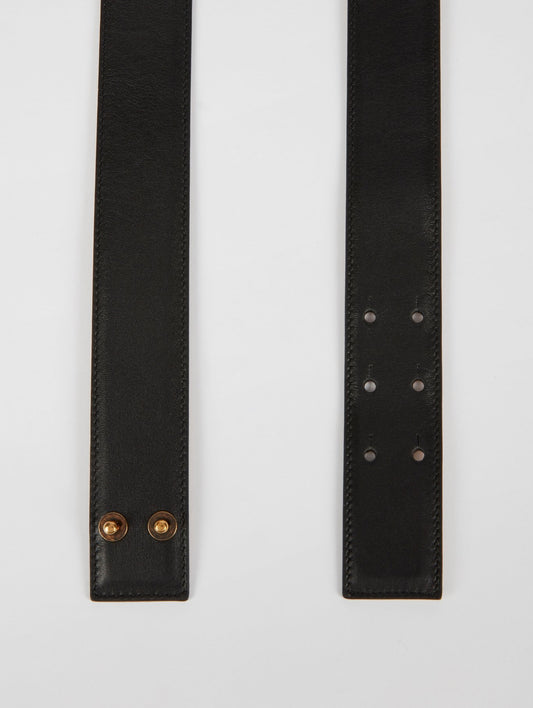 Кожаный ремень с золотой отделкой