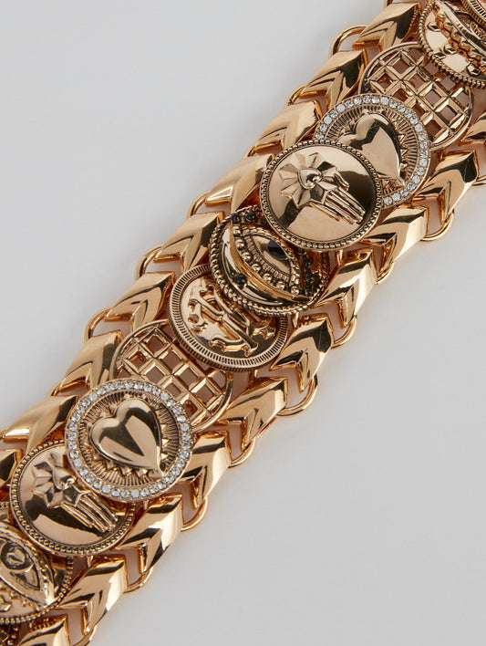 Кожаный ремень с золотой отделкой