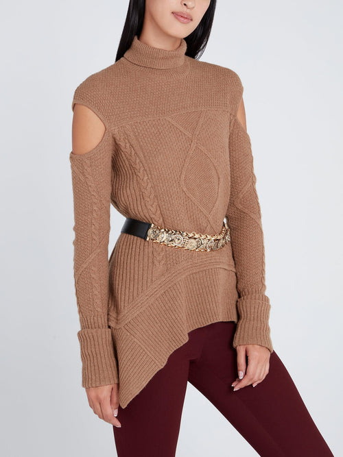 Кожаный ремень с золотой отделкой