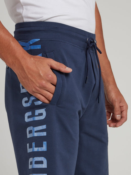 Темно-синие шорты со шнурком и логотипом