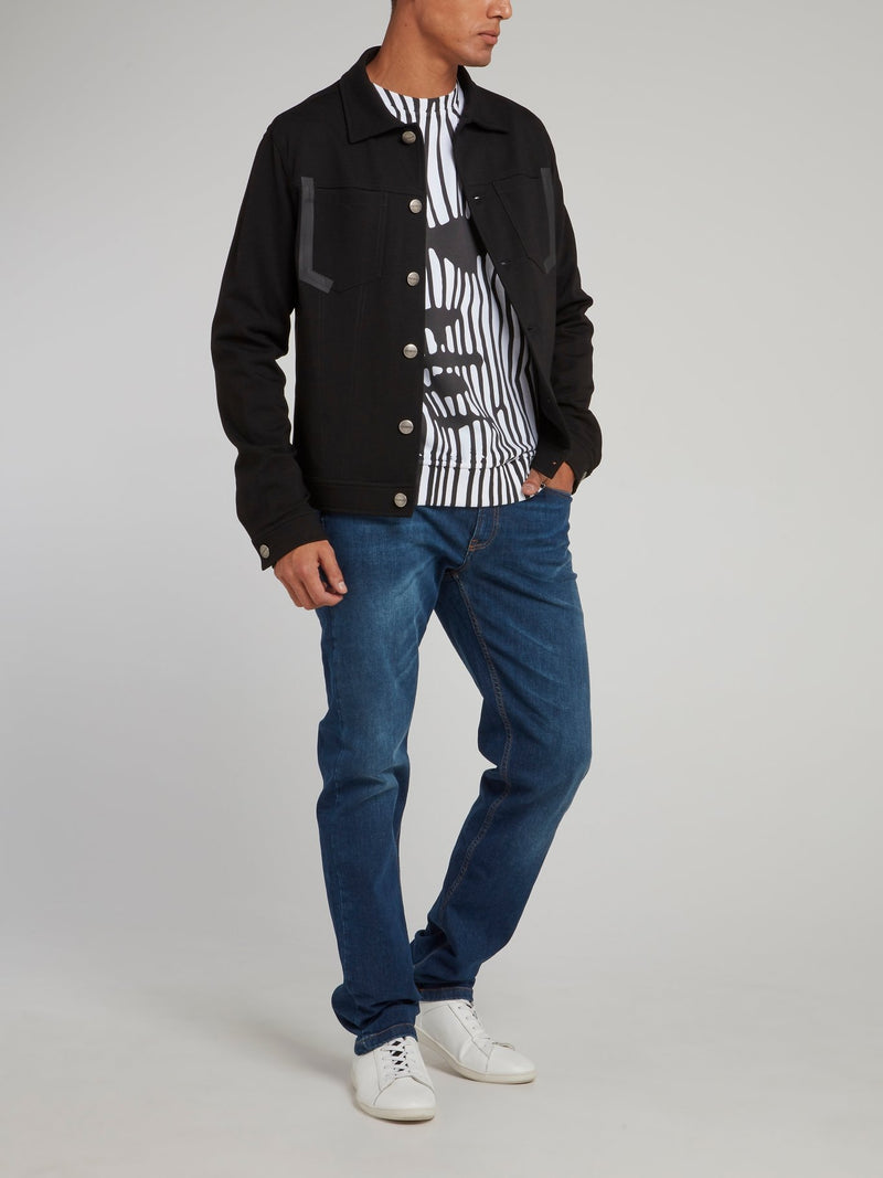 Черная джинсовая куртка на пуговицах