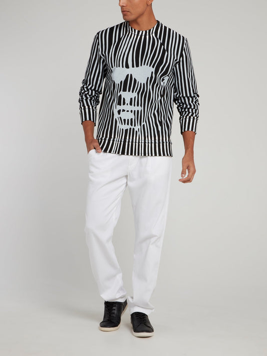 Черный свитшот с искаженными полосами