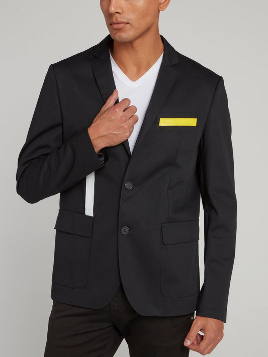 Черный пиджак с цветными вставками
