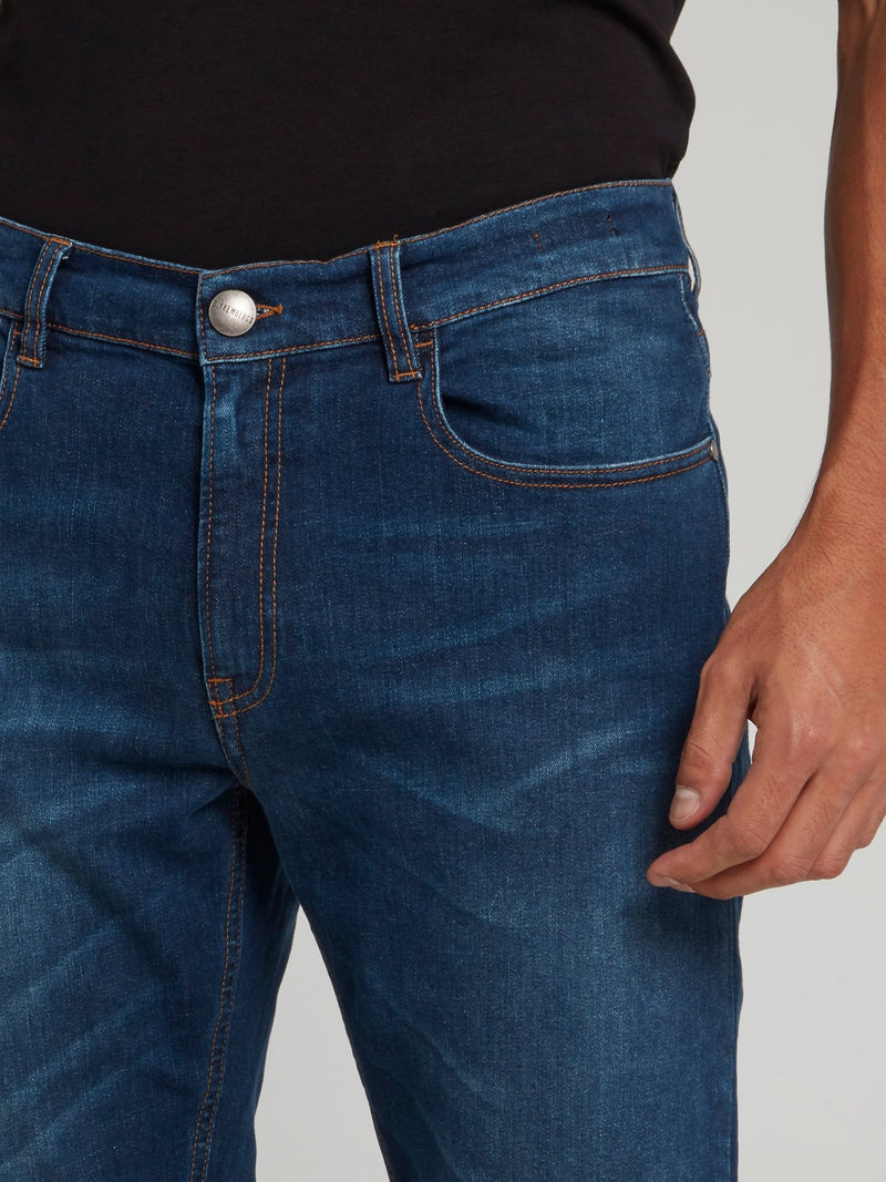 Темно-синие прямые джинсы