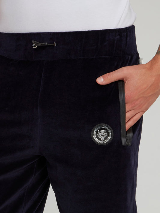 Темно-синие бархатные спортивные шорты