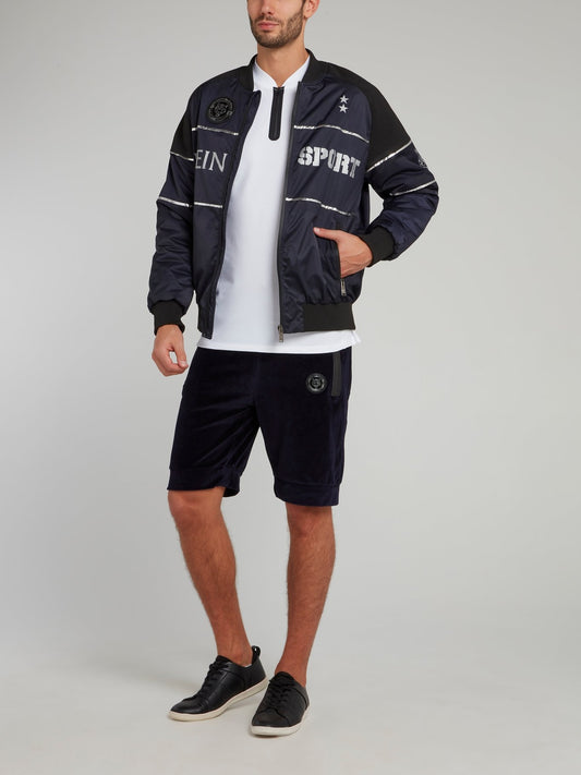 Темно-синие бархатные спортивные шорты