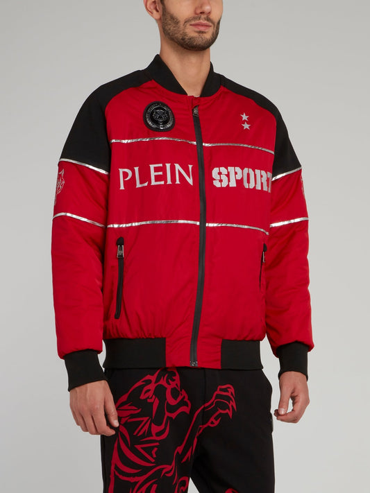 Красная куртка из нейлона с рукавами реглан