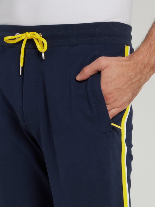 Темно-синие брюки из флиса с лампасами