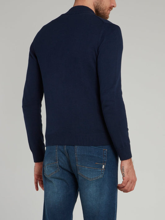 Темно-синяя трикотажная куртка с логотипом