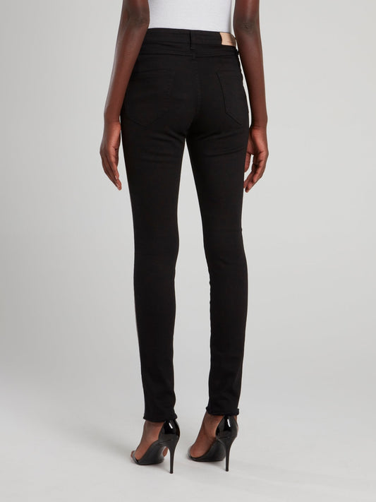 Джинсы скинни с блестящими лампасами