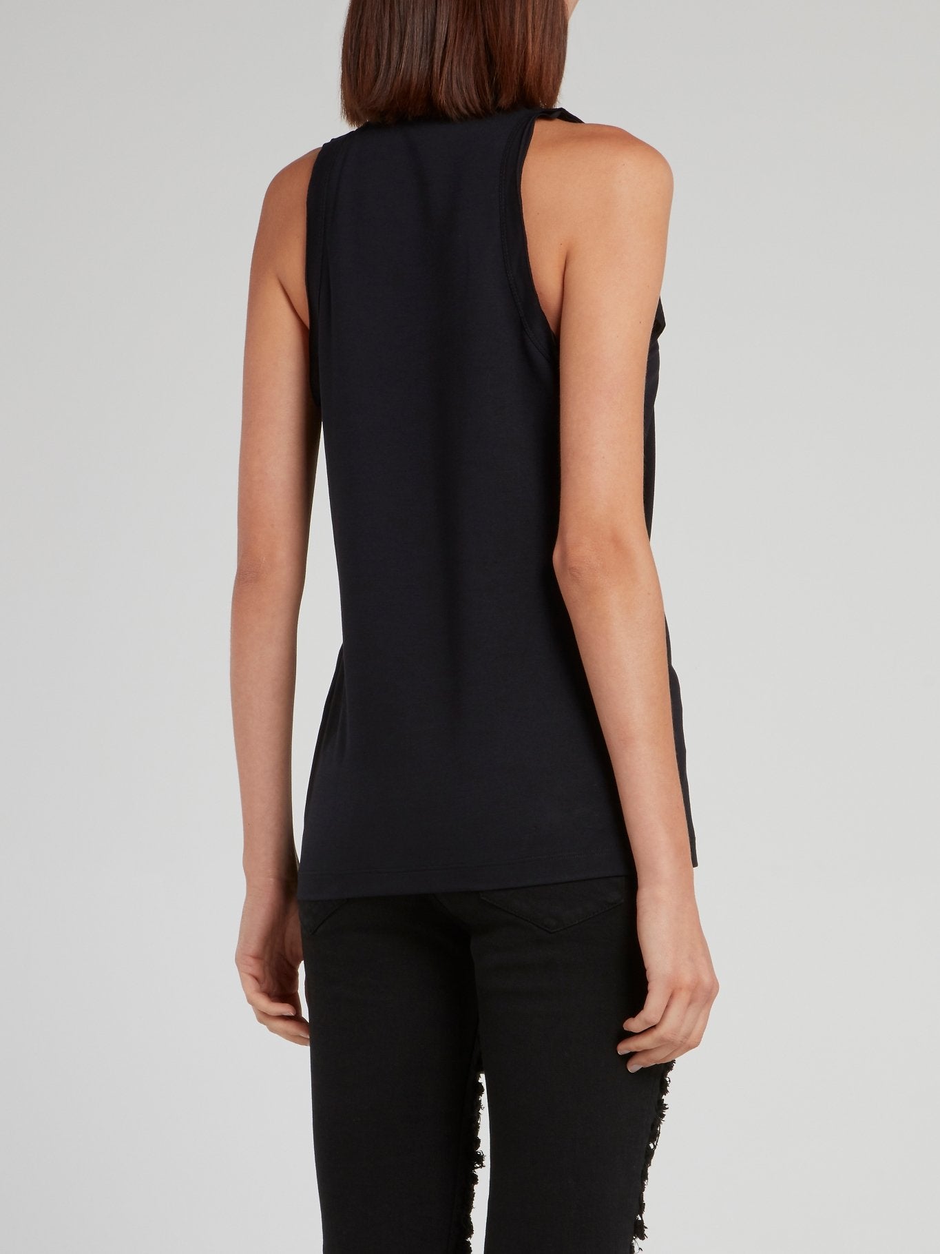 Черная майка с блестящим принтом