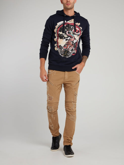 Темно-синее худи с рисунком