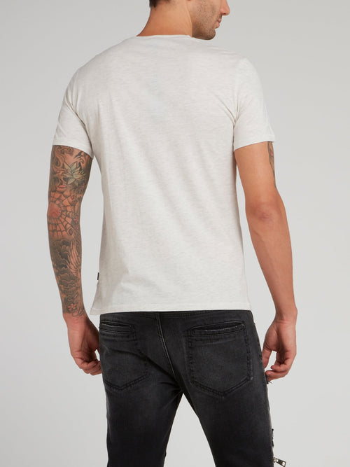 White Sketch Print Logo Shirt