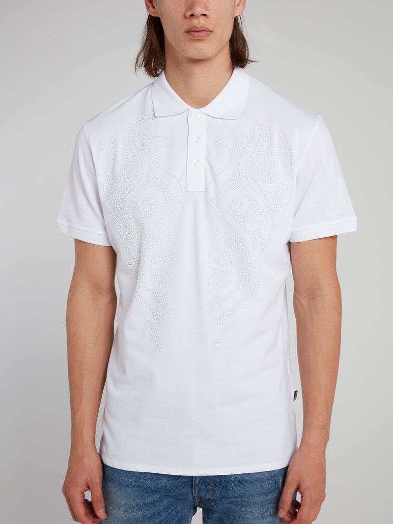 White Multi-Stud Polo Shirt