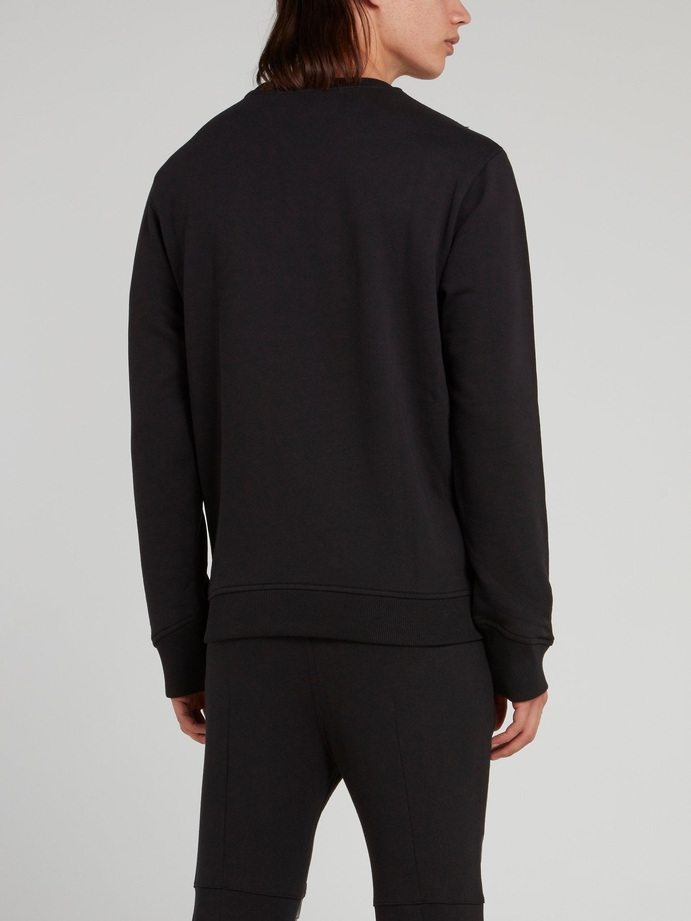 Черный свитшот с логотипом из страз