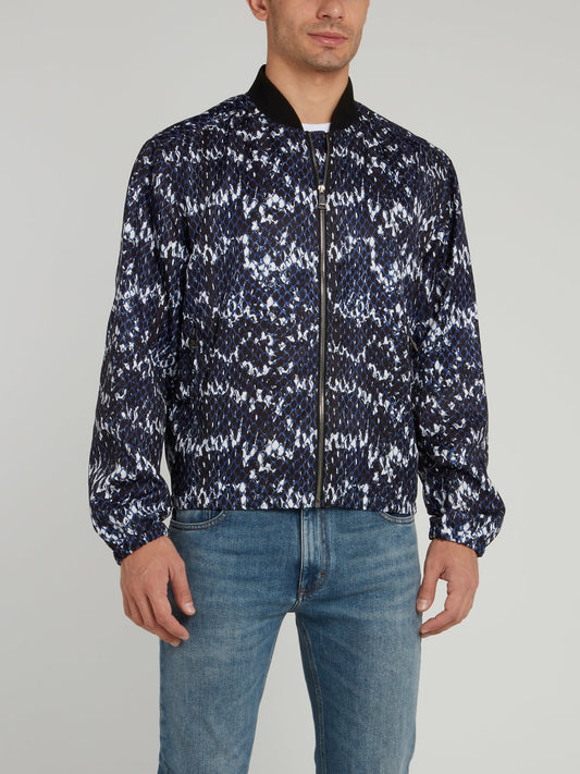 Бомбер с эффектом змеиной кожи