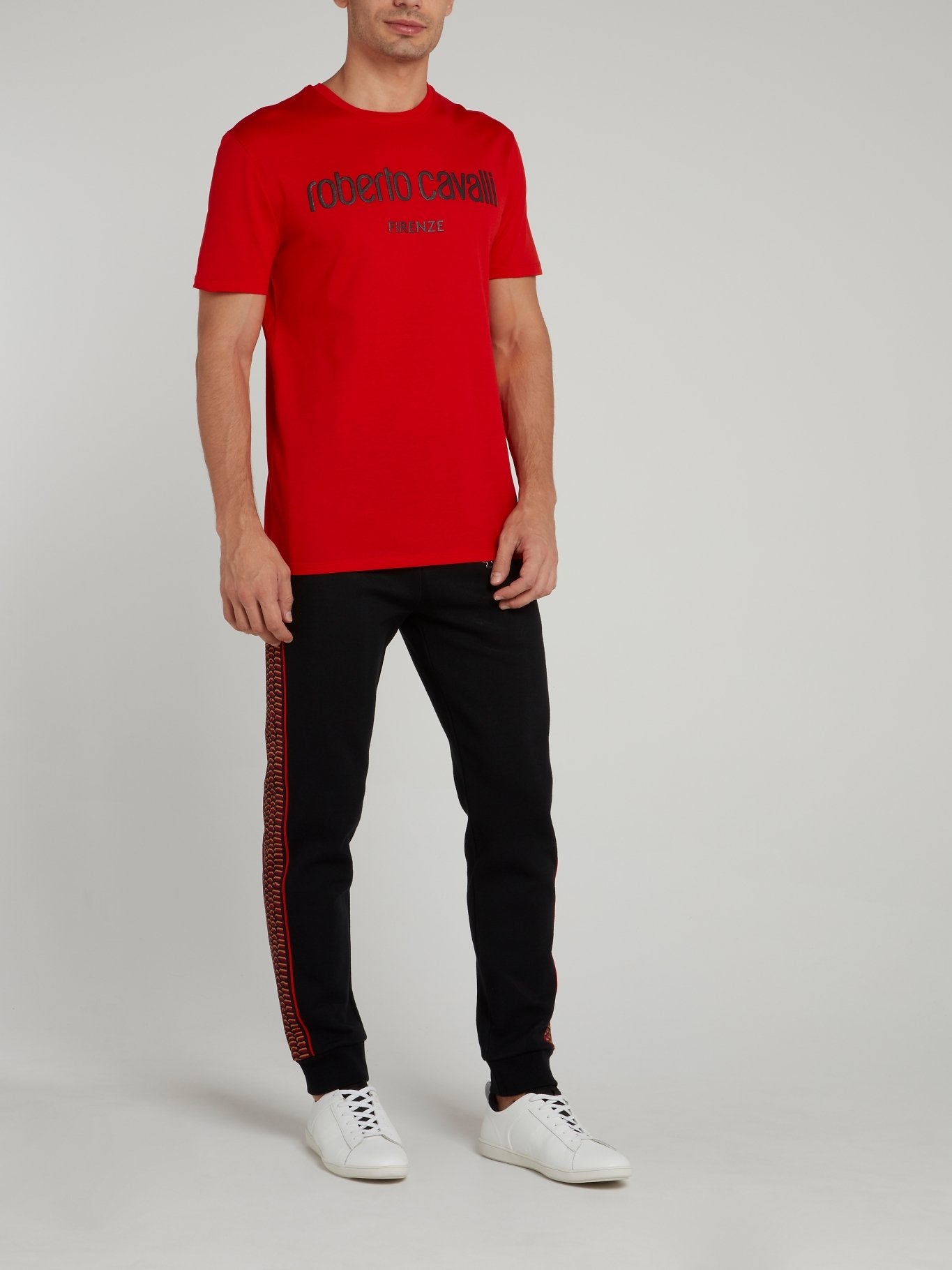 Черные брюки со вставками с эффектом змеиной кожи