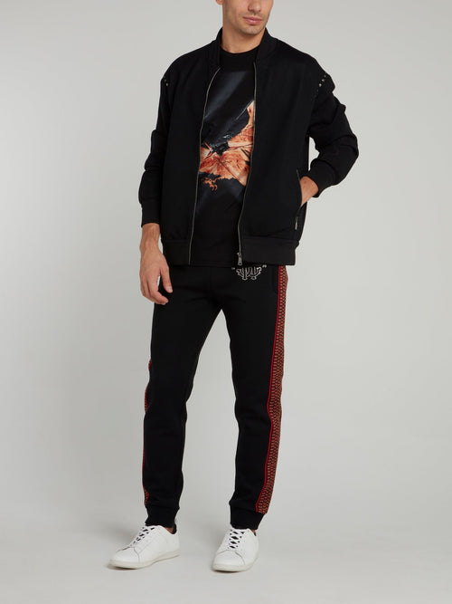 Черный трикотажный бомбер