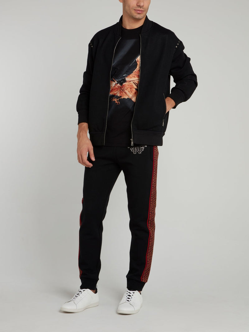 Черный трикотажный бомбер