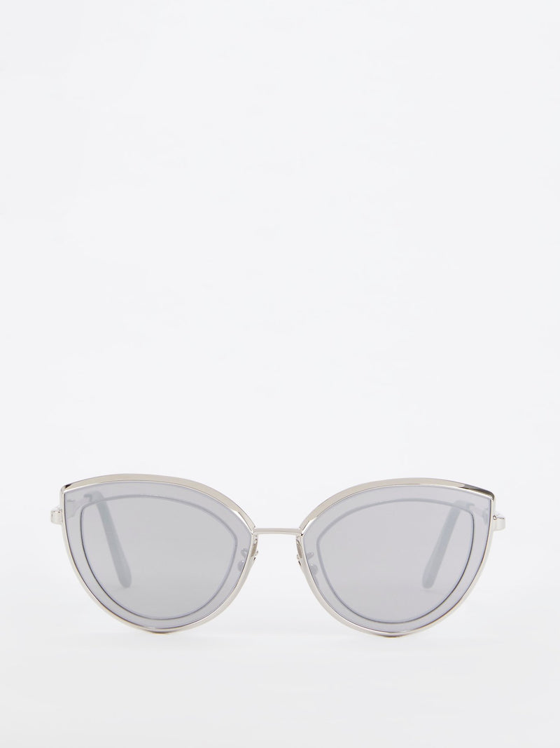 Silver Mirror Flat Cat Eye Sunglasses