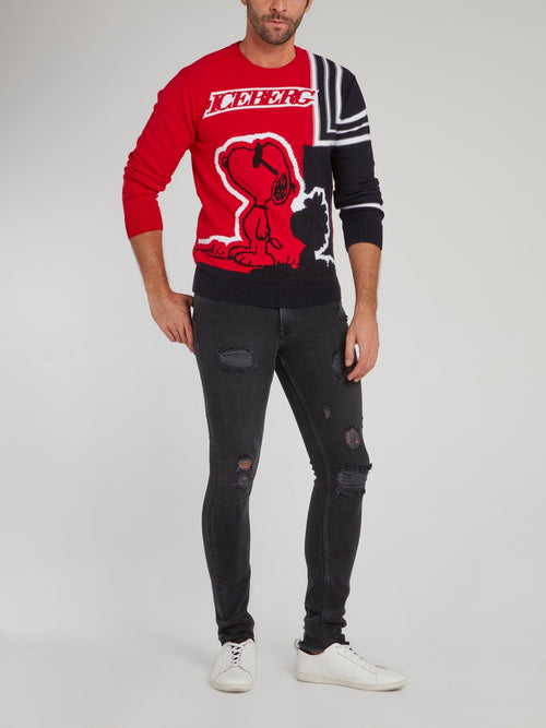 Черные джинсы скинни с рваной отделкой