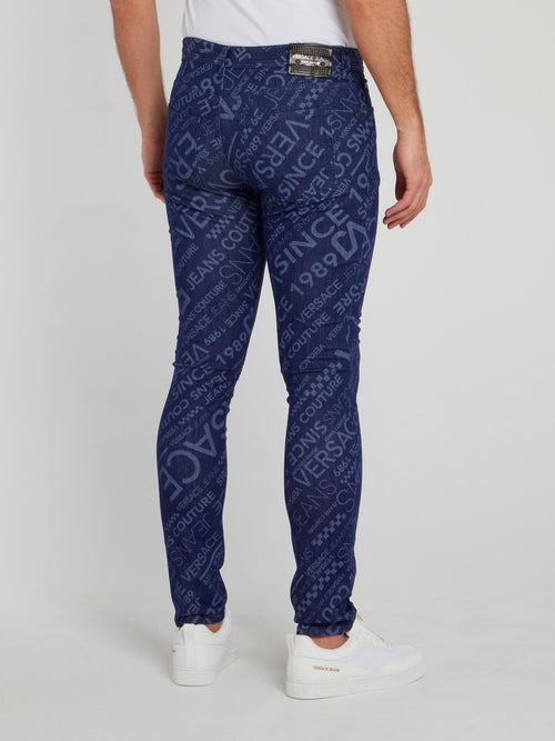 Темно-синие джинсы с монограммой