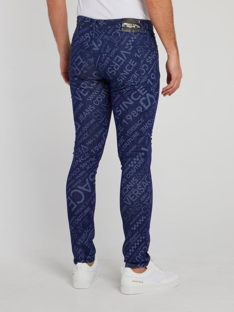 Темно-синие джинсы с монограммой