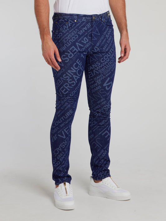 Темно-синие джинсы с монограммой