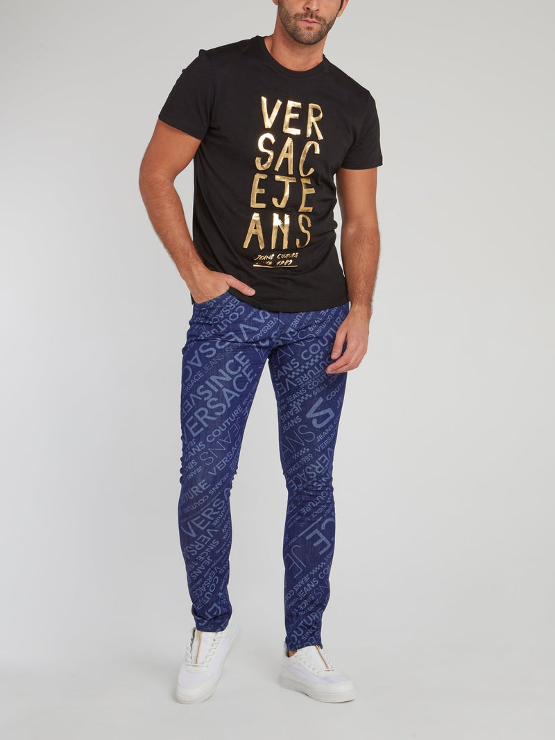 Темно-синие джинсы с монограммой