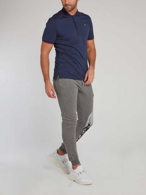 Темно-синяя рубашка поло с логотипом