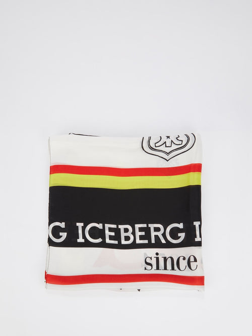 Шелковый платок со вставкой в клетку и логотипом