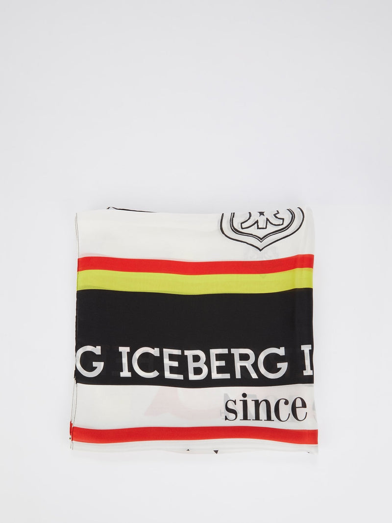 Шелковый платок со вставкой в клетку и логотипом