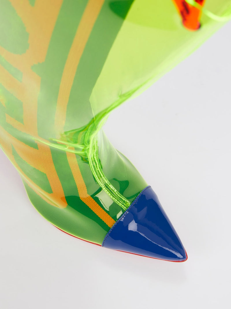 Сапоги до колена с неоновой вставкой