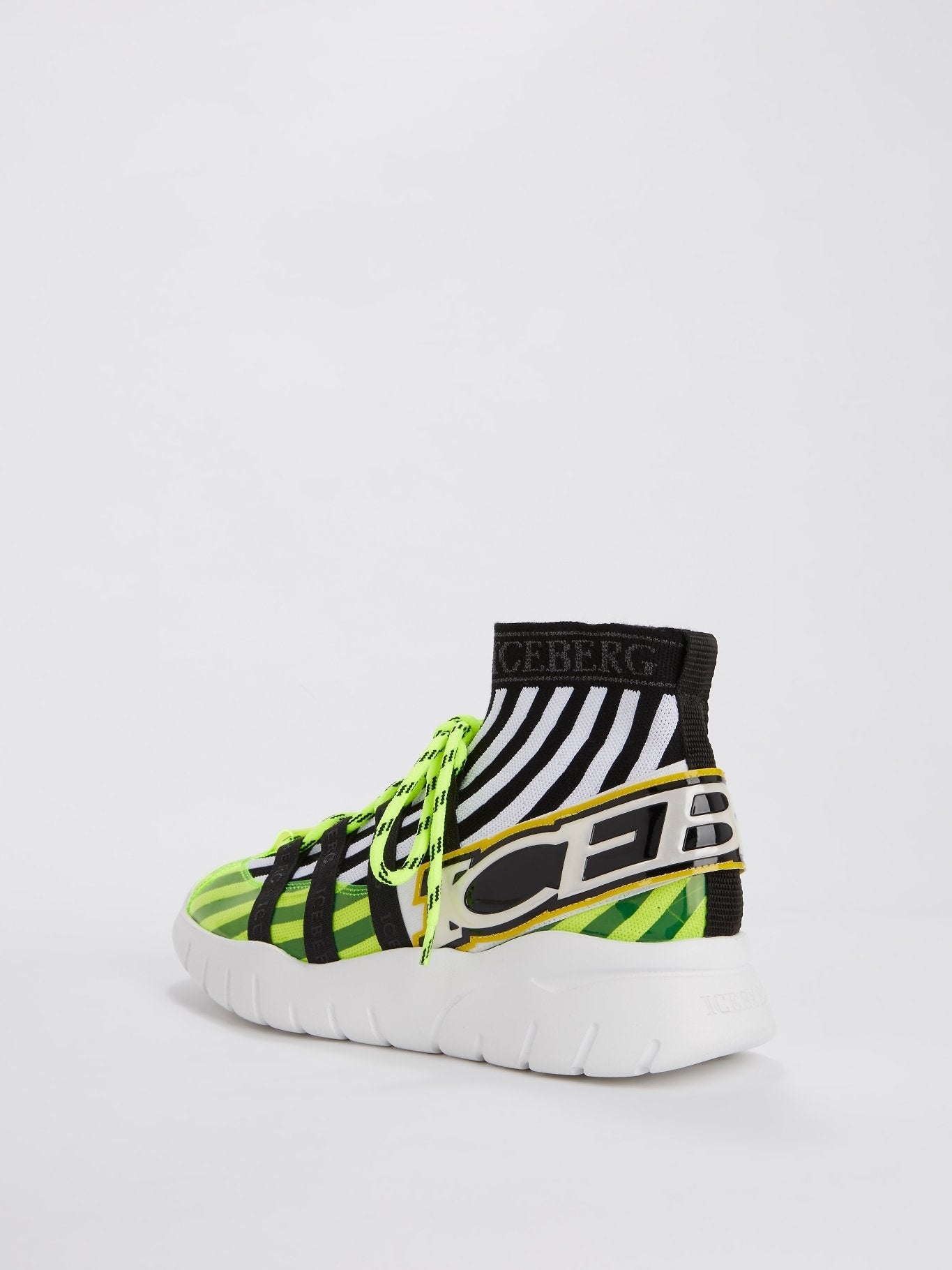 Неоновые кроссовки-носки на шнуровке