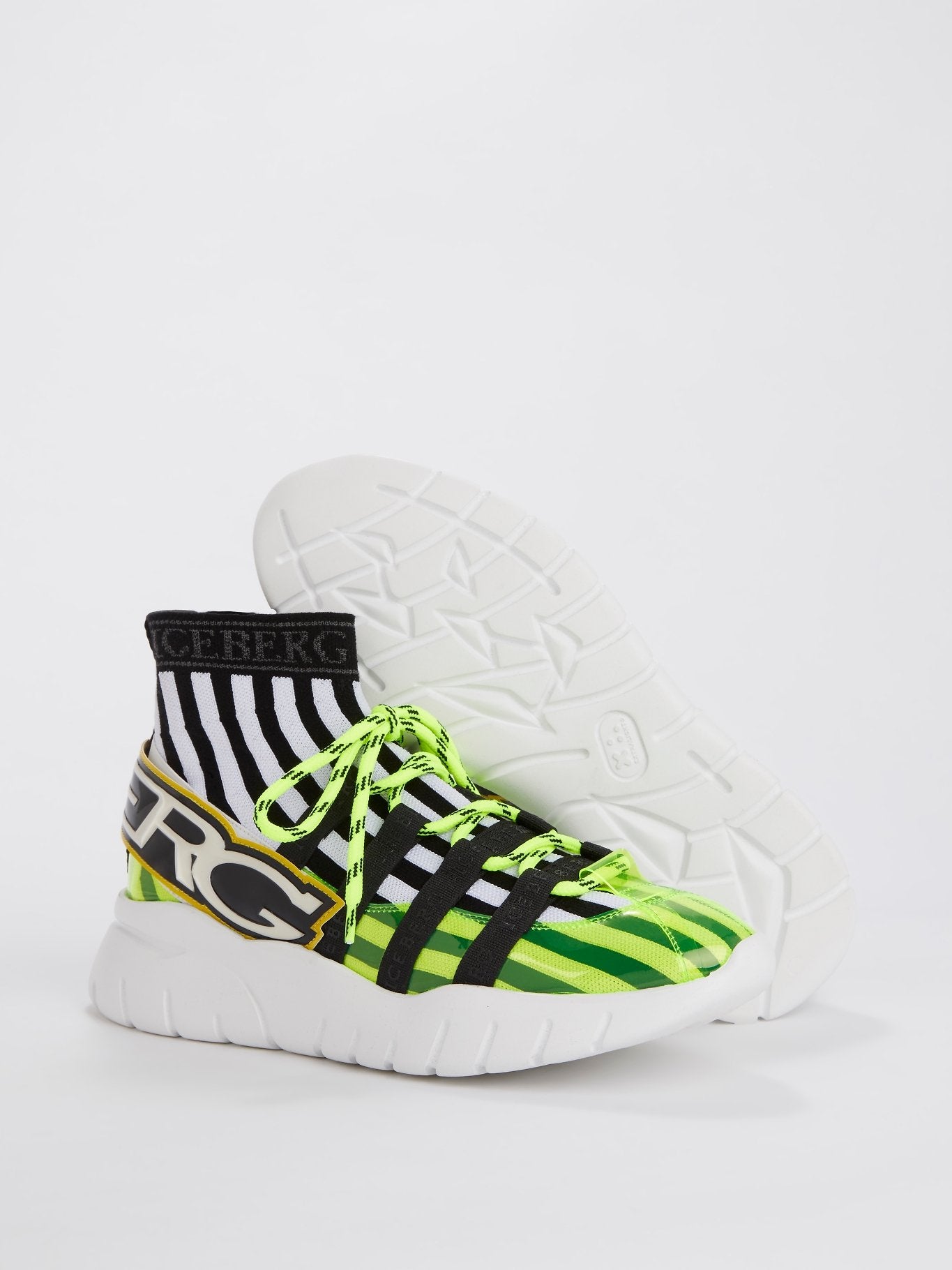 Неоновые кроссовки-носки на шнуровке